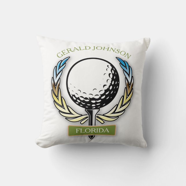 Oreiller de modèle de golfeur de monogramme de con (Recto)