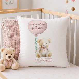 Oreiller de naissance Ourson Rose