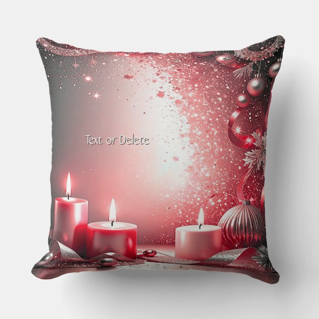 Oreiller de Noël aux Chandelles Rouges (Recto)