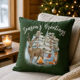 Oreiller de Noël avec des Animaux de la Forêt