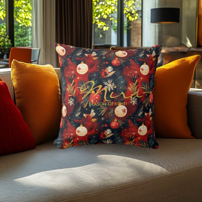 Oreiller de Noël avec design et devis festifs (Créateur téléchargé)