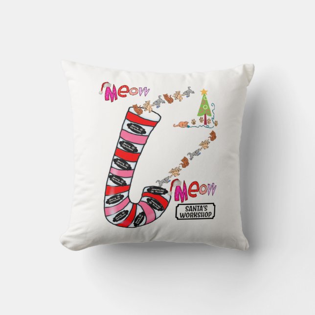 Oreiller de Noël, Chat Kittens Meow Souris (Recto)