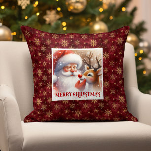 Oreiller de Noël Cozy avec Santa Claus et Rudolph