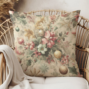 Oreiller de Noël Floral Élégant Vintage