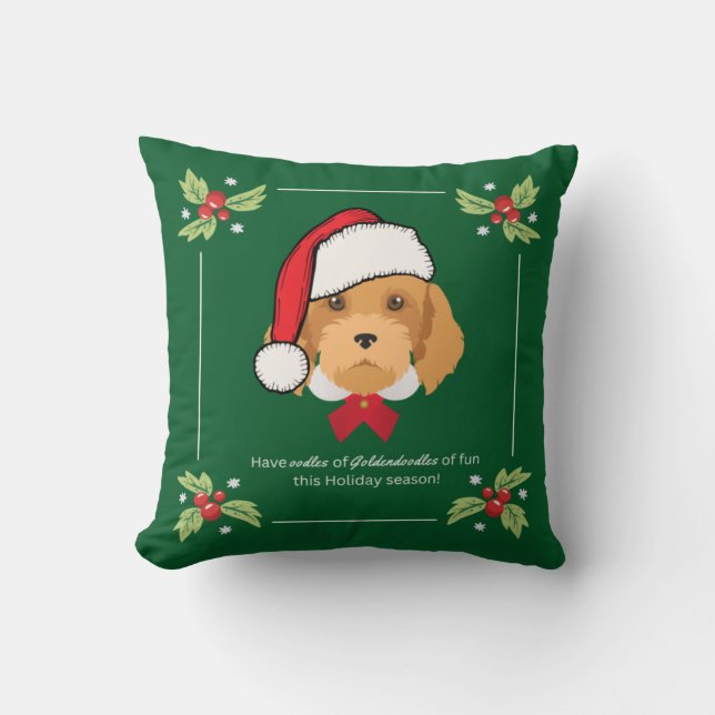Oreiller de Noël Goldendoodle (Recto)