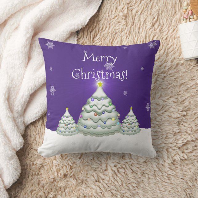Oreiller de Noël pourpre et neigeux (Couverture)