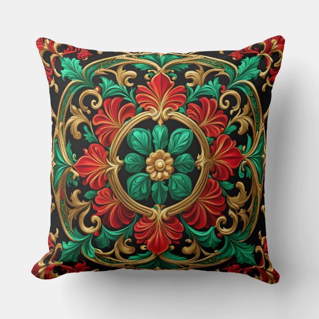 Oreiller de Noël rouge vert (Recto)