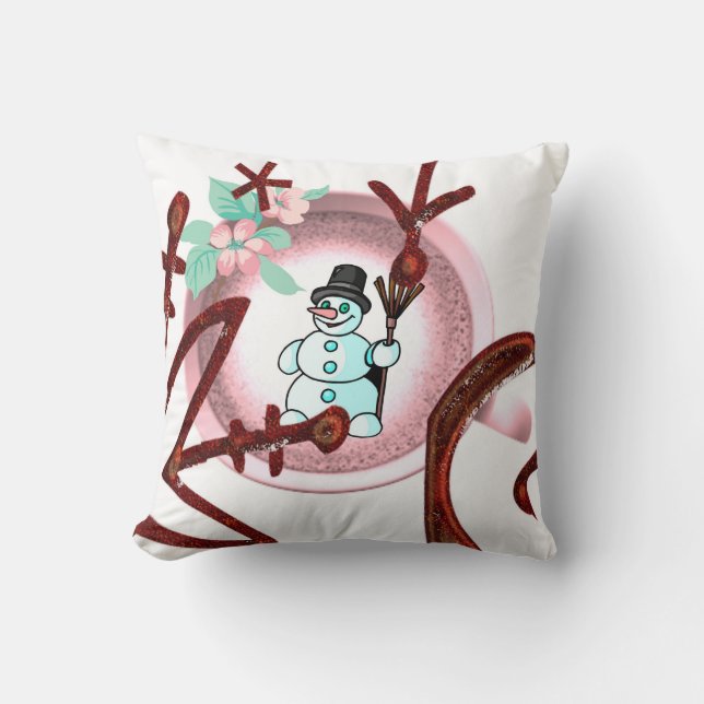 Oreiller de Noël, Snowman Floral (Recto)