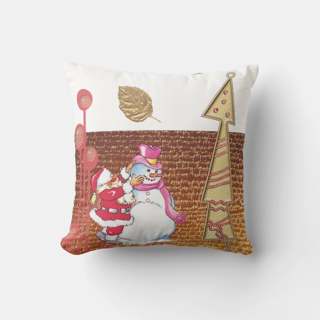 Oreiller de Noël, Snowman Gold (Recto)