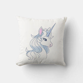 Oreiller de profil de licorne blanche majestueuse