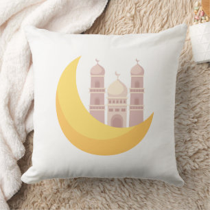 Oreiller de Ramadan Mosquée Minimaliste avec Lune