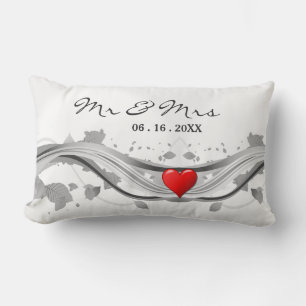 Oreiller de souvenir de mariage à monogramme d'amo