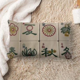 Oreiller de tuile de fleur de mahjong chinois