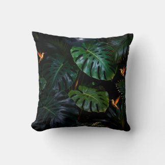 Oreiller décoratif à feuilles de jungle tropicale