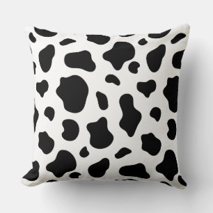 Oreiller décoratif à imprimé vache noir et blanc F