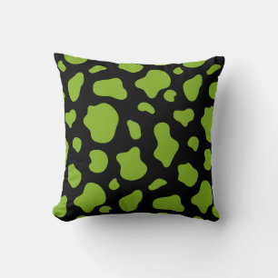 Oreiller décoratif à imprimé vache vert et noir