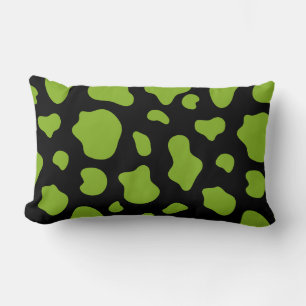Oreiller décoratif à motif vache vert et noir