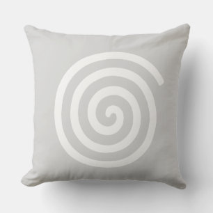 Oreiller décoratif avec spirale abstraite en gris 