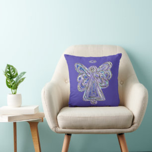 Oreiller décoratif blanc pourpre en argent