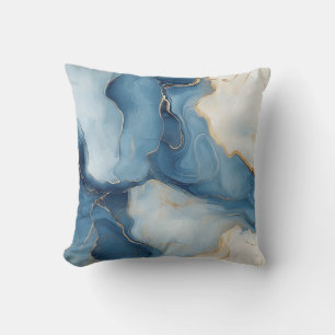 Oreiller décoratif bleu marine et marbre doré