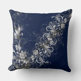 Oreiller décoratif bleu marine orné