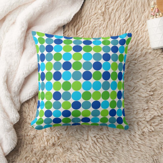 Oreiller décoratif bleu vert à pois (Couverture)