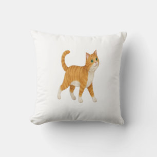 Oreiller Décoratif Chat Orange Souriant