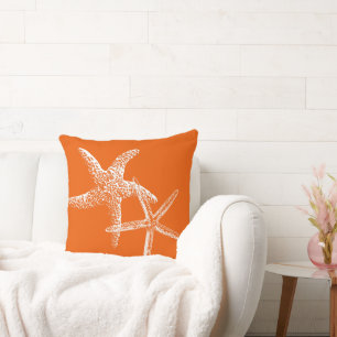 Oreiller décoratif Couple d'étoiles de mer orange