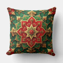 Oreiller décoratif de Noël vert rouge