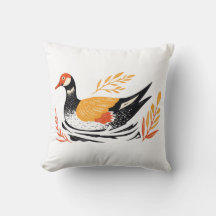 Oreiller décoratif en bois canard folk vintage