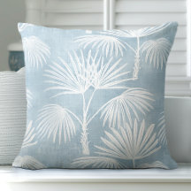 Oreiller décoratif en forme de palmier bleu clair