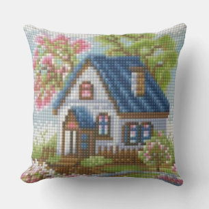 Oreiller décoratif en mosaïque de style cottage à