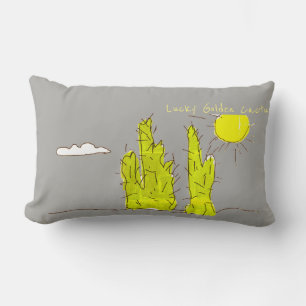 Oreiller décoratif funky Lucky Golden Cactus Doodl