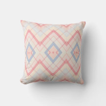 Oreiller décoratif géométrique carreauté pastel