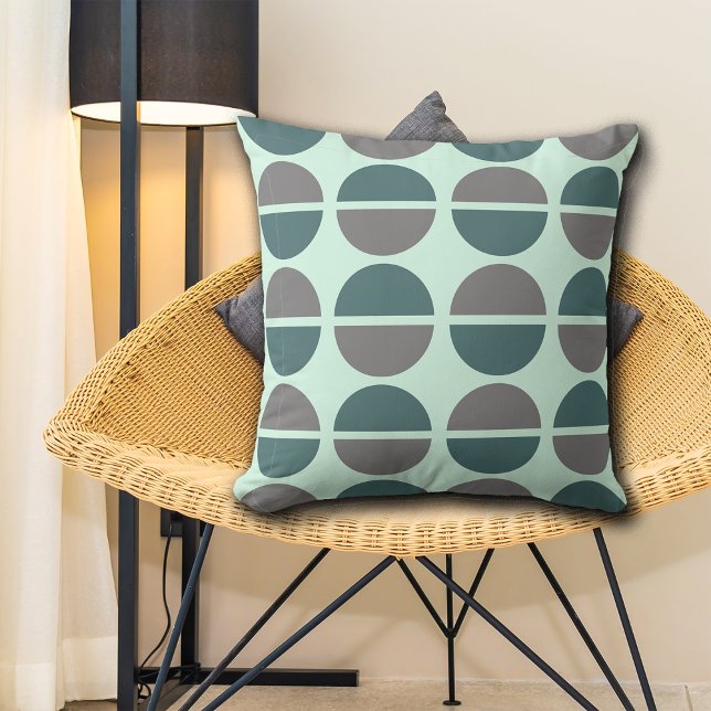 Oreiller décoratif gris vert menthe à pois et cerc (Créateur téléchargé)