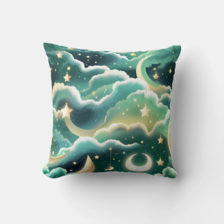 Oreiller décoratif – Lune céleste vert menthe de l