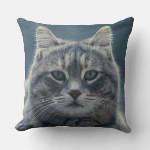 Oreiller décoratif réaliste avec visage de chat ti