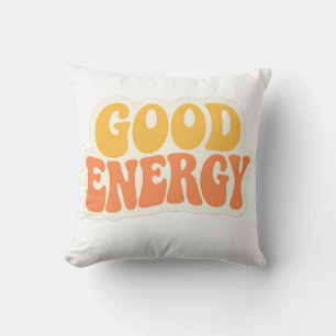 Oreiller décoratif – Texte ondulé rétro GOOD ENERG