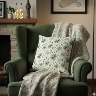 Oreiller Décoratif Trèfle Vert   Décor Irlandais