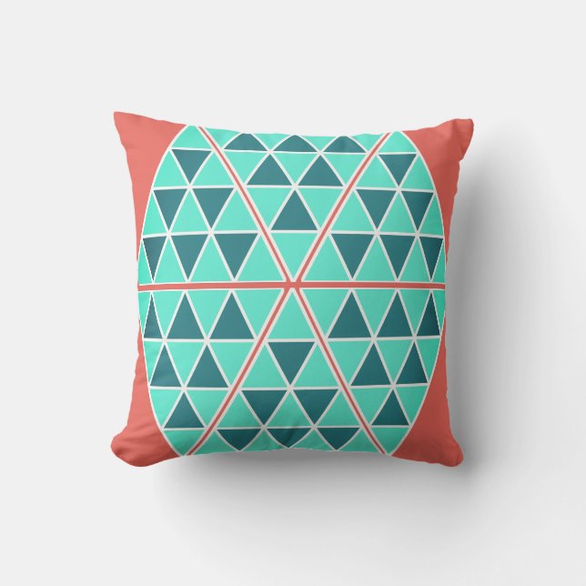 Oreiller décoratif Triangles / Pyramides Turquoise (Recto)