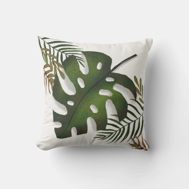 Oreiller d'extérieur Monstera Tropical Design (Recto)