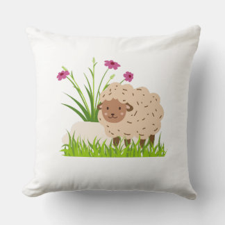 Oreiller doux mouton et herbe