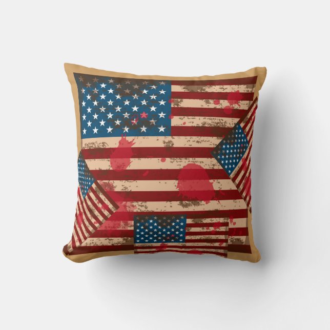 Oreiller Drapeau Grunge (Recto)