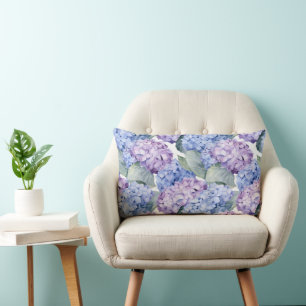 Oreiller en coton à motif floral d'hortensia
