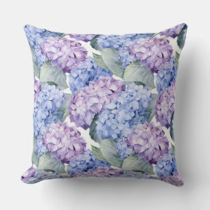 Oreiller en coton à motif floral d'hortensia