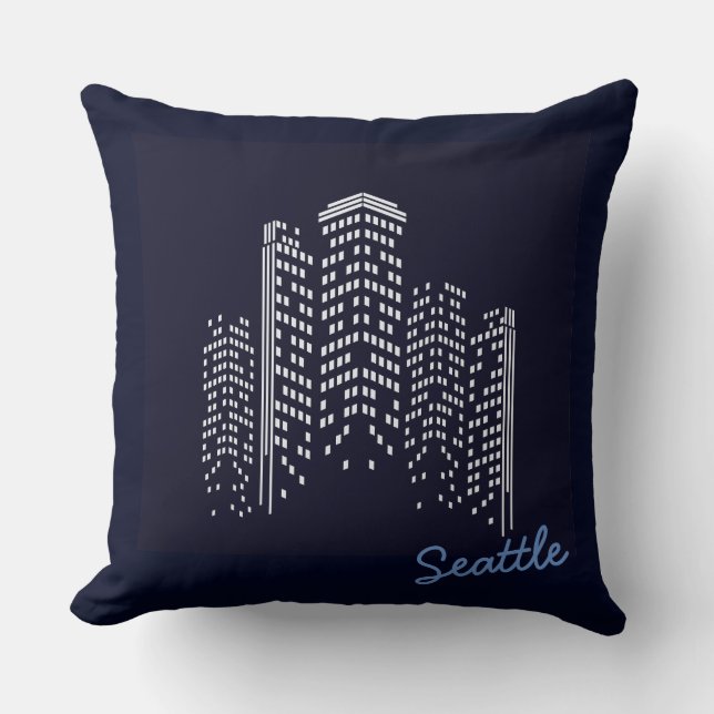 Oreiller en polyester à la skyline de Seattle (Recto)
