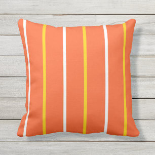 Oreiller extérieur mince orange et jaune