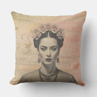 Oreiller extérieur portrait bohème rustique Frida