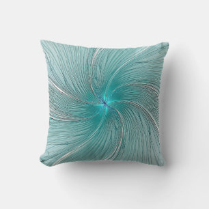Oreiller Fleur en Ficelle Aqua et Moderne Bleu