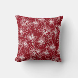 Oreiller floral brun rouge lilly-pilly cerise de b